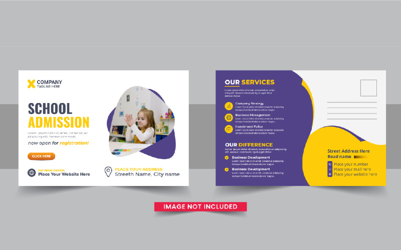 Modern school admission postcard template layout vector Corporate Identity