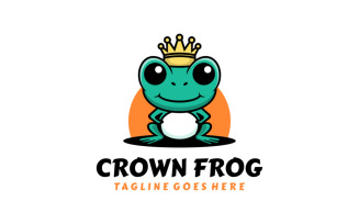 Crown Frog Mascot Cartoon Logo