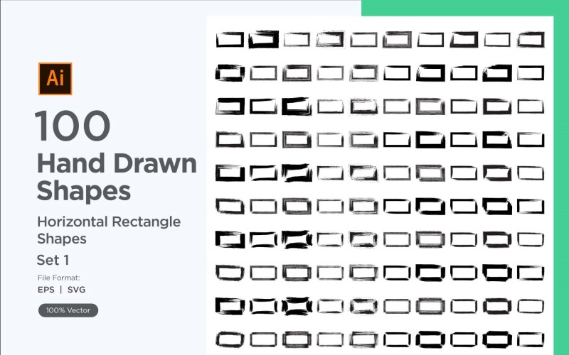 Horizontal Rectangle Shape 100_Set V 1 Vector Graphic