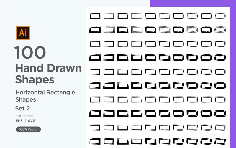 Horizontal Rectangle Shape 100_Set V 2 Vector Graphic