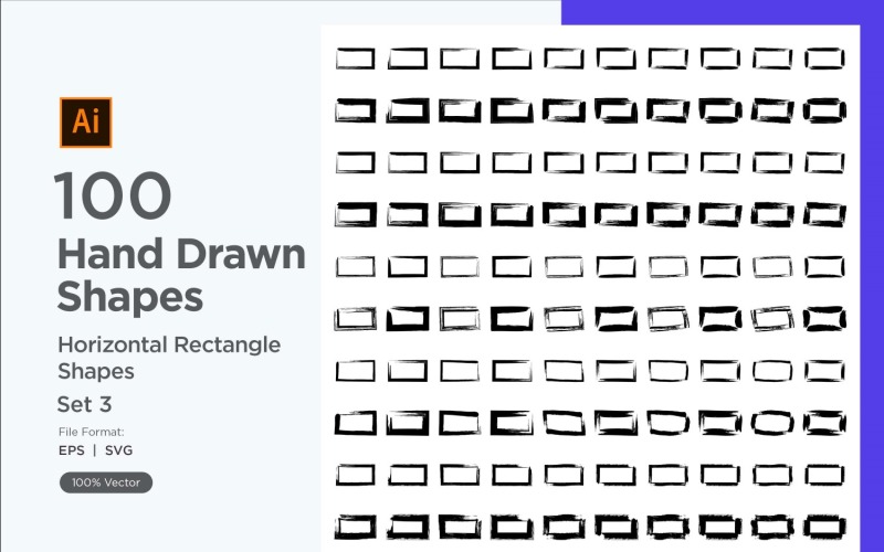 Horizontal Rectangle Shape 100_Set V 3 Vector Graphic