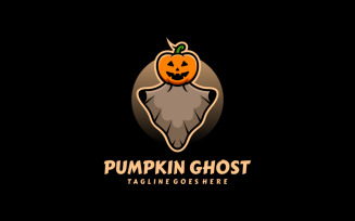 Pumpkin Ghost Mascot Cartoon Logo