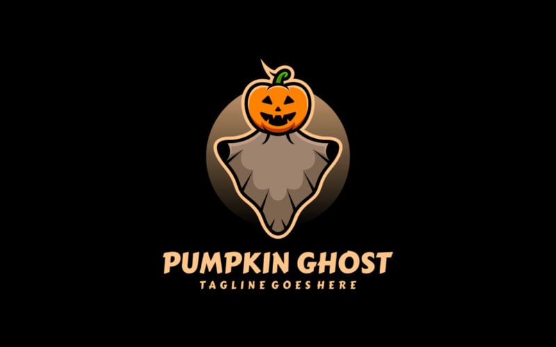 Pumpkin Ghost Mascot Cartoon Logo Logo Template