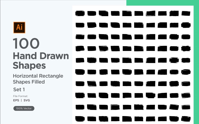 Horizontal Rectangle Shape Filled 100_Set V 1 Vector Graphic