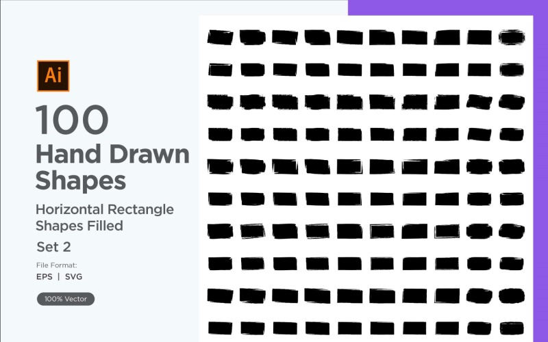 Horizontal Rectangle Shape Filled 100_Set V 2 Vector Graphic