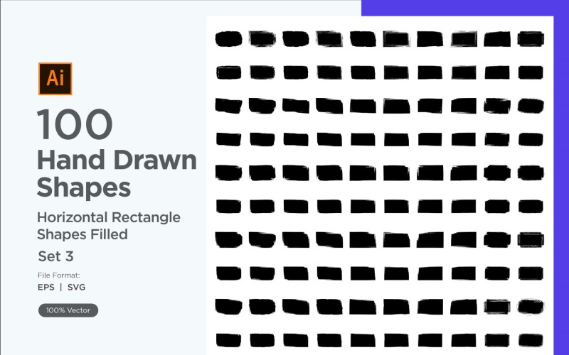 Horizontal Rectangle Shape Filled 100_Set V 3 Vector Graphic