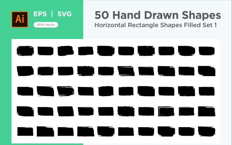 Horizontal Rectangle Shape Filled 50_Set V 1 Vector Graphic