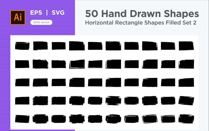 Horizontal Rectangle Shape Filled 50_Set V 2 Vector Graphic
