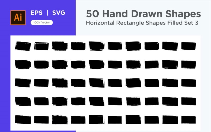 Horizontal Rectangle Shape Filled 50_Set V 3 Vector Graphic