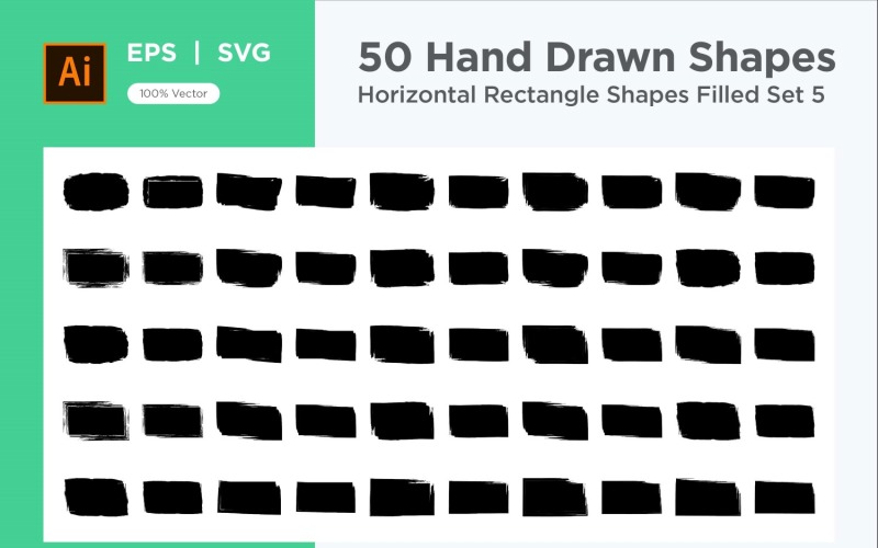 Horizontal Rectangle Shape Filled 50_Set V 5 Vector Graphic