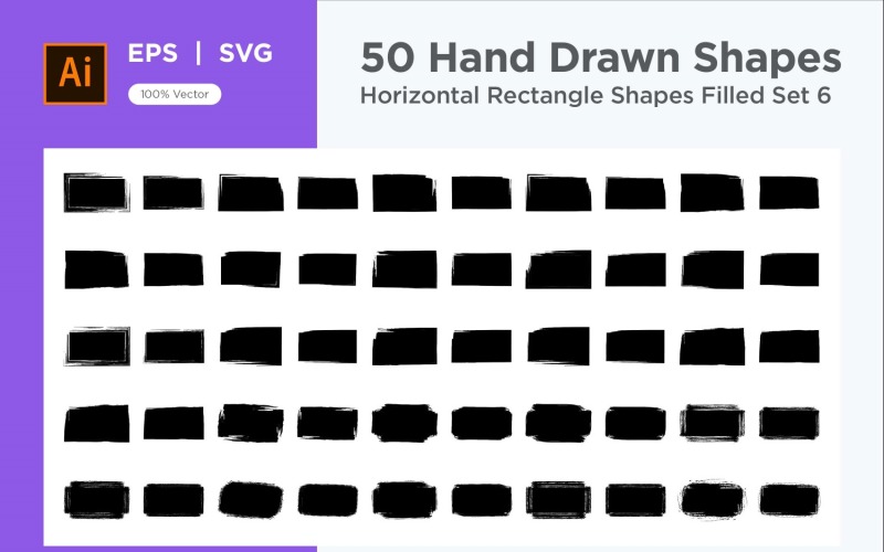 Horizontal Rectangle Shape Filled 50_Set V 6 Vector Graphic