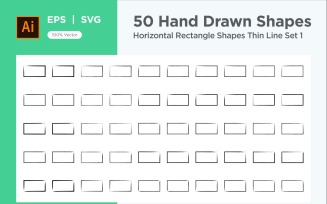 Horizontal Rectangle Shape Thin Line 50_Set V 1
