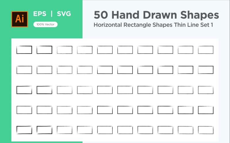 Horizontal Rectangle Shape Thin Line 50_Set V 1 Vector Graphic