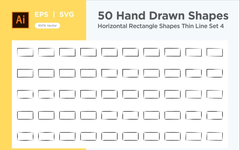 Horizontal Rectangle Shape Thin Line 50_Set V 4 Vector Graphic