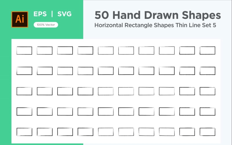 Horizontal Rectangle Shape Thin Line 50_Set V 5 Vector Graphic