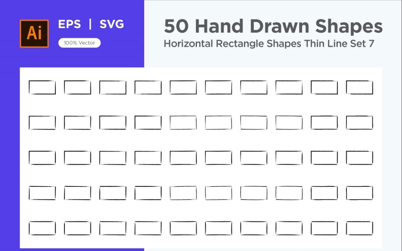 Horizontal Rectangle Shape Thin Line 50_Set V 7 Vector Graphic