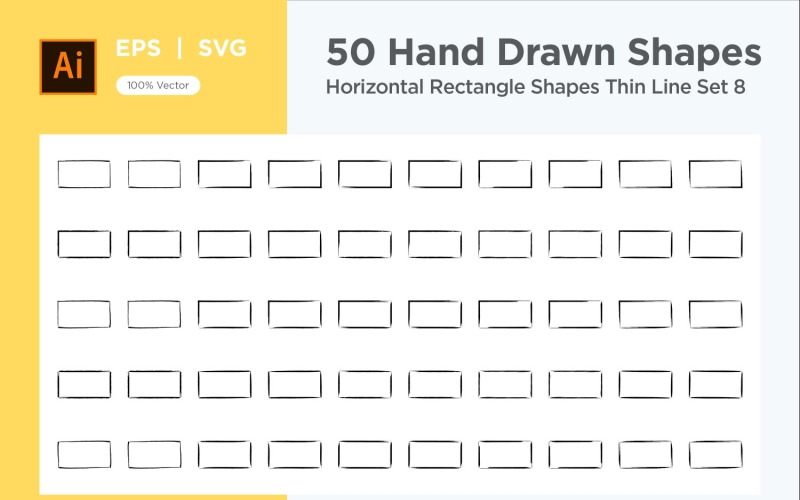 Horizontal Rectangle Shape Thin Line 50_Set V 8 Vector Graphic