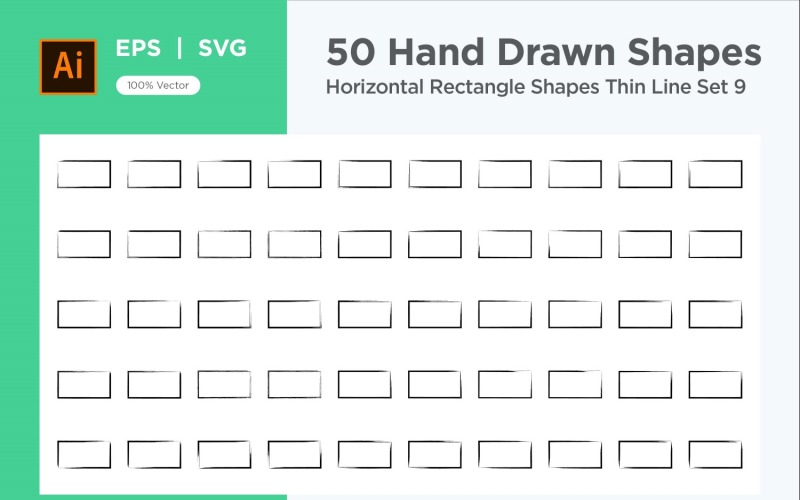 Horizontal Rectangle Shape Thin Line 50_Set V 9 Vector Graphic