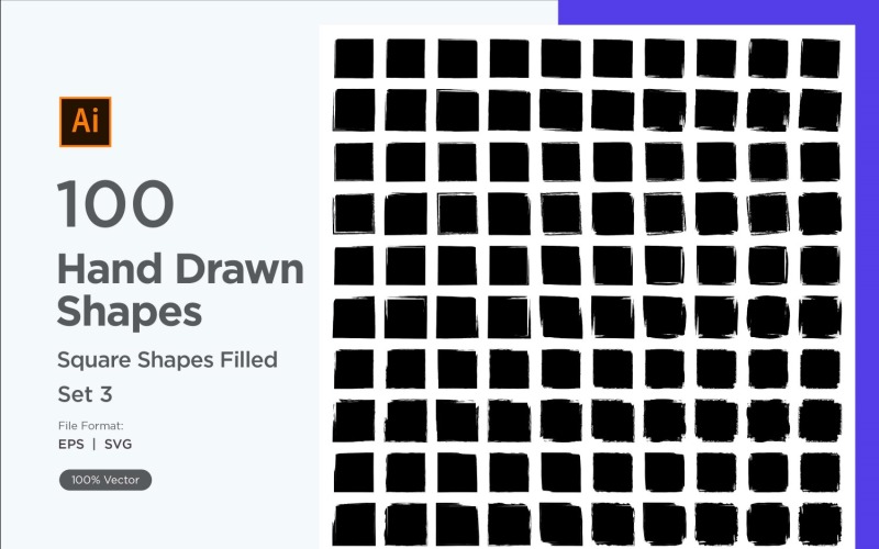 Square Shape Filled 100_Set V 3 Vector Graphic