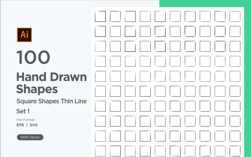 Square Shape Thin Line 100_Set V 1 Vector Graphic