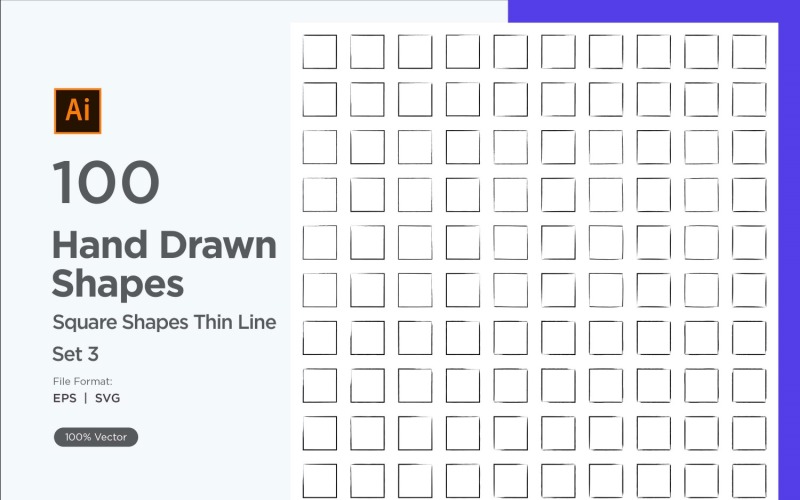 Square Shape Thin Line 100_Set V 3 Vector Graphic