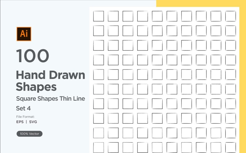 Square Shape Thin Line 100_Set V 4 Vector Graphic