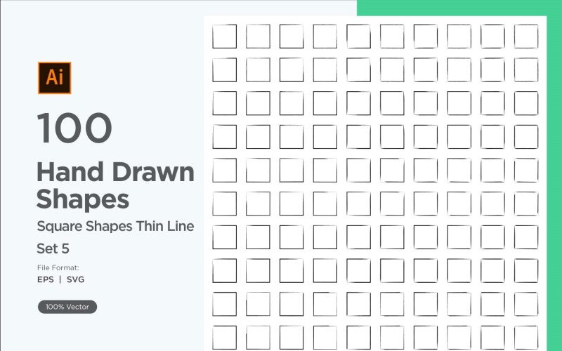 Square Shape Thin Line 100_Set V 5 Vector Graphic