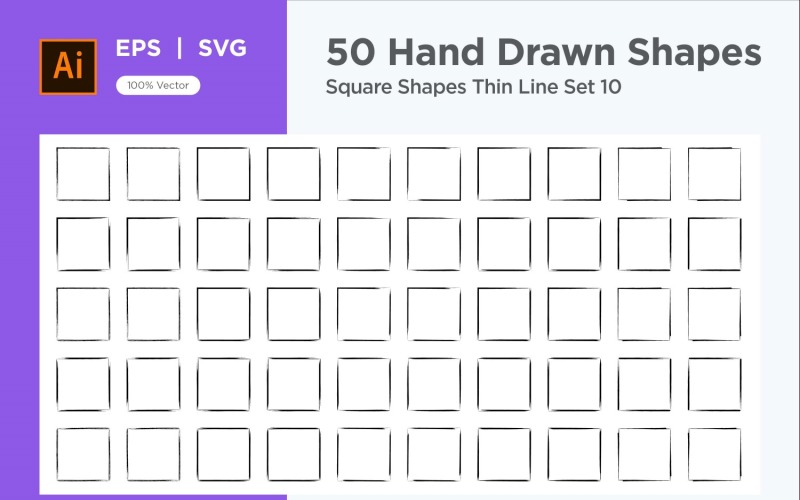 Square Shape Thin Line 50_Set V 10 Vector Graphic
