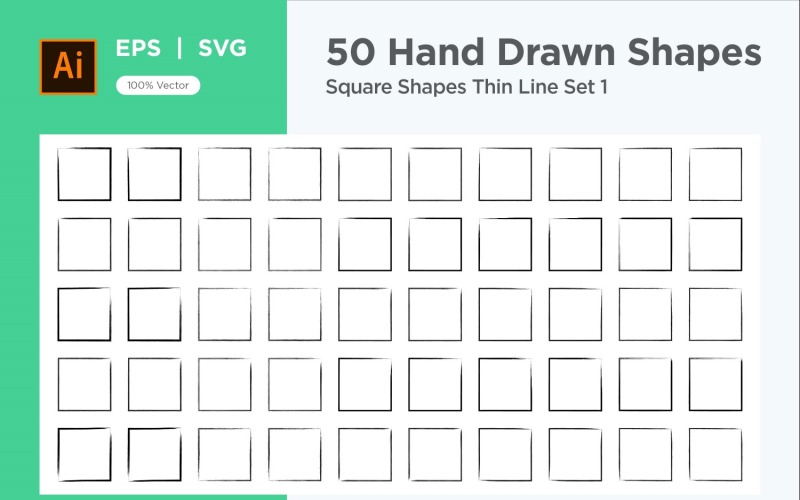 Square Shape Thin Line 50_Set V 1 Vector Graphic
