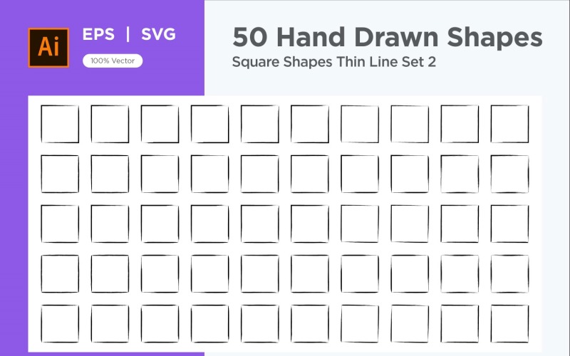 Square Shape Thin Line 50_Set V 2 Vector Graphic
