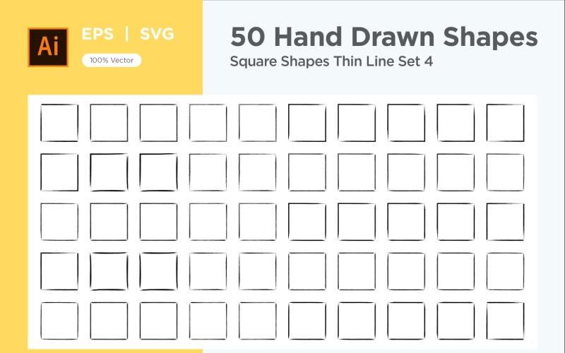 Square Shape Thin Line 50_Set V 4 Vector Graphic