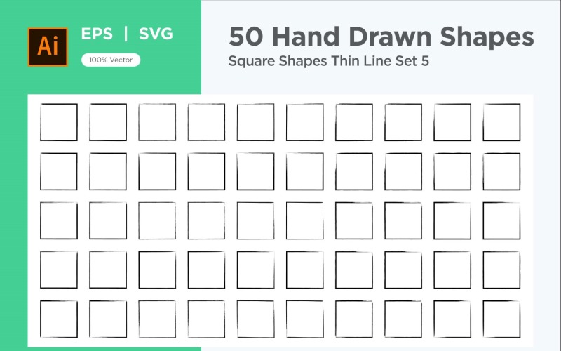 Square Shape Thin Line 50_Set V 5 Vector Graphic