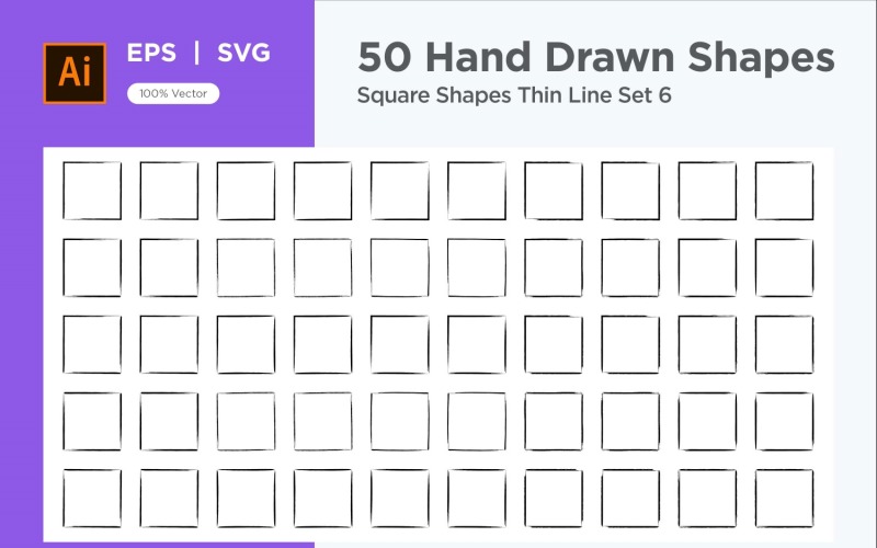 Square Shape Thin Line 50_Set V 6 Vector Graphic