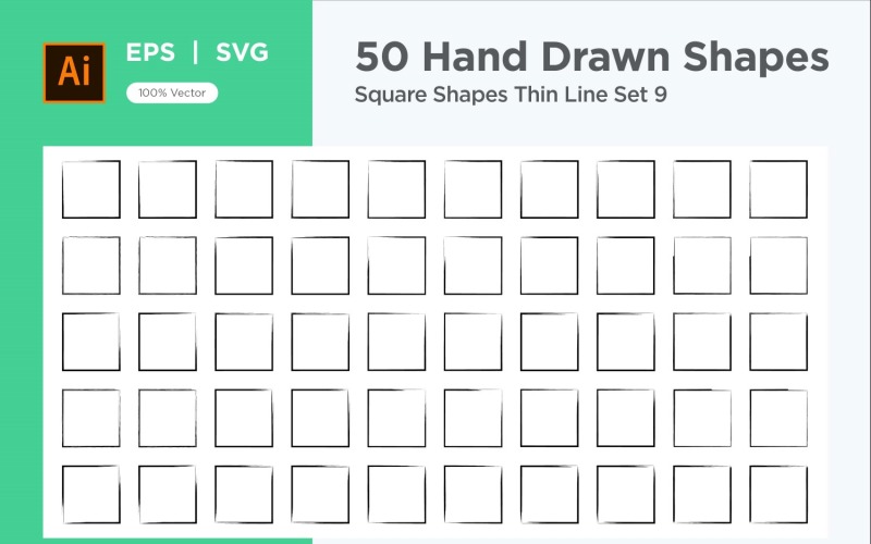Square Shape Thin Line 50_Set V 9 Vector Graphic