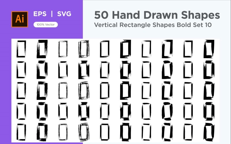 Vertical Rectangle Shape Bold 50_Set V 10 Vector Graphic