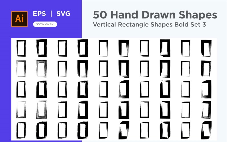 Vertical Rectangle Shape Bold 50_Set V 3 Vector Graphic