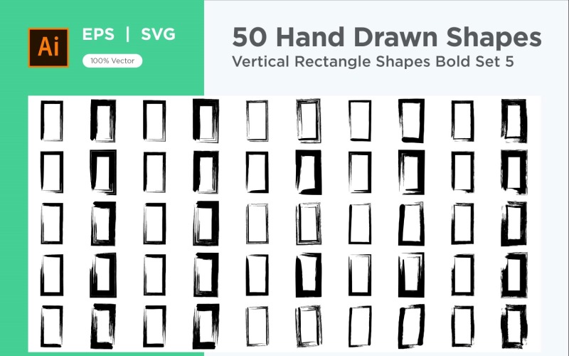 Vertical Rectangle Shape Bold 50_Set V 5 Vector Graphic