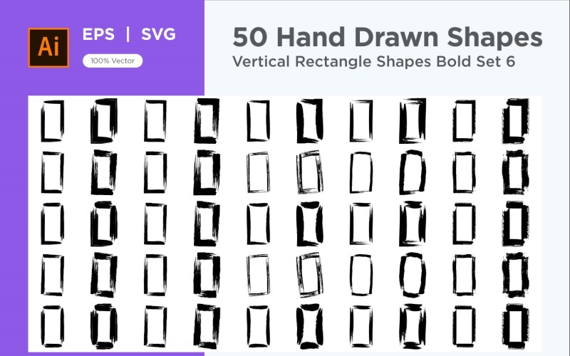 Vertical Rectangle Shape Bold 50_Set V 6 Vector Graphic
