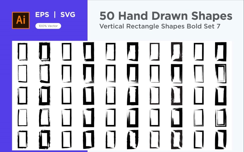 Vertical Rectangle Shape Bold 50_Set V 7 Vector Graphic