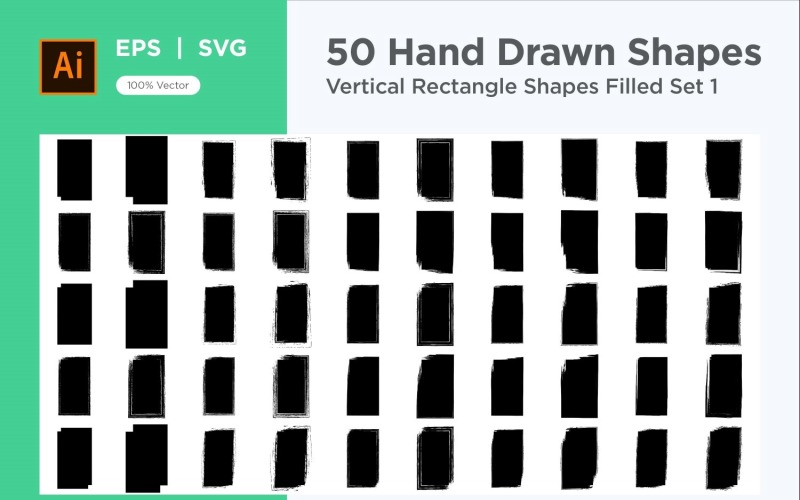 Vertical Rectangle Shape Filled 50_Set V 1 Vector Graphic