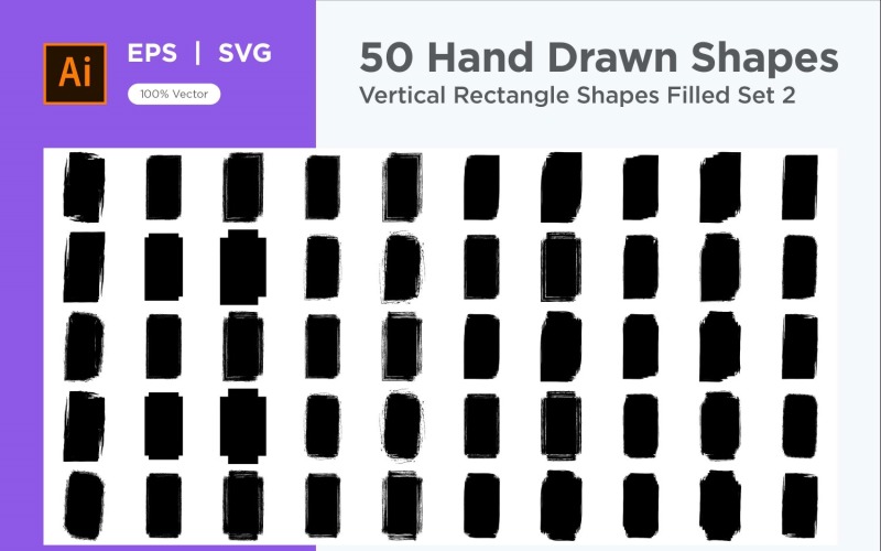 Vertical Rectangle Shape Filled 50_Set V 2 Vector Graphic