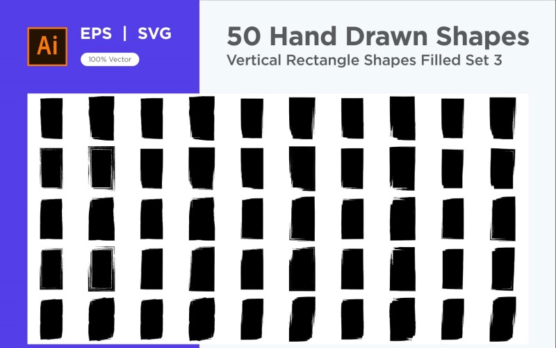 Vertical Rectangle Shape Filled 50_Set V 3 Vector Graphic
