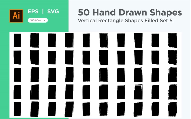 Vertical Rectangle Shape Filled 50_Set V 5 Vector Graphic