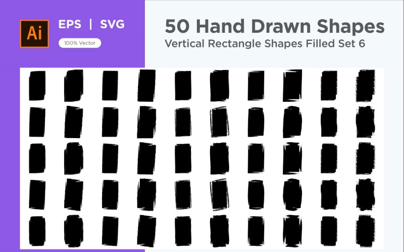 Vertical Rectangle Shape Filled 50_Set V 6 Vector Graphic
