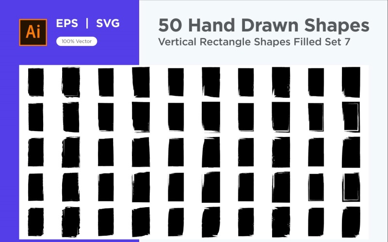 Vertical Rectangle Shape Filled 50_Set V 7 Vector Graphic
