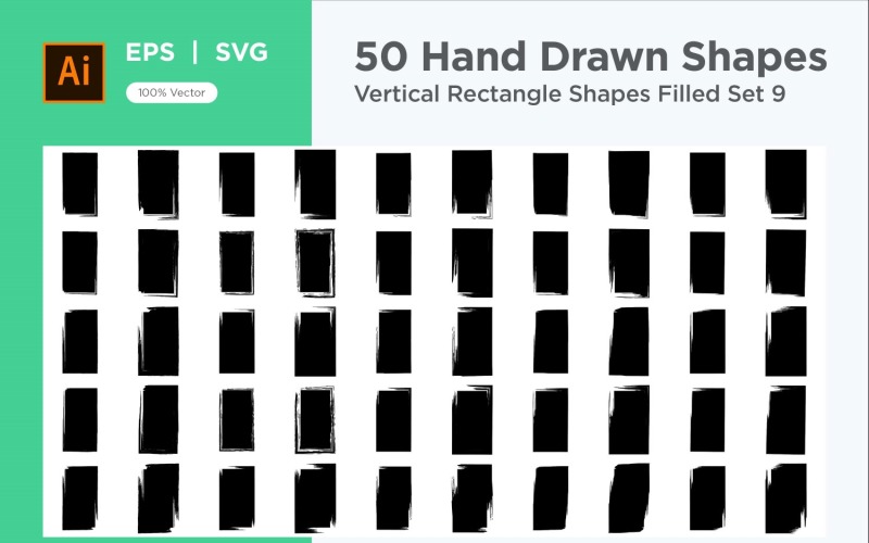 Vertical Rectangle Shape Filled 50_Set V 9 Vector Graphic