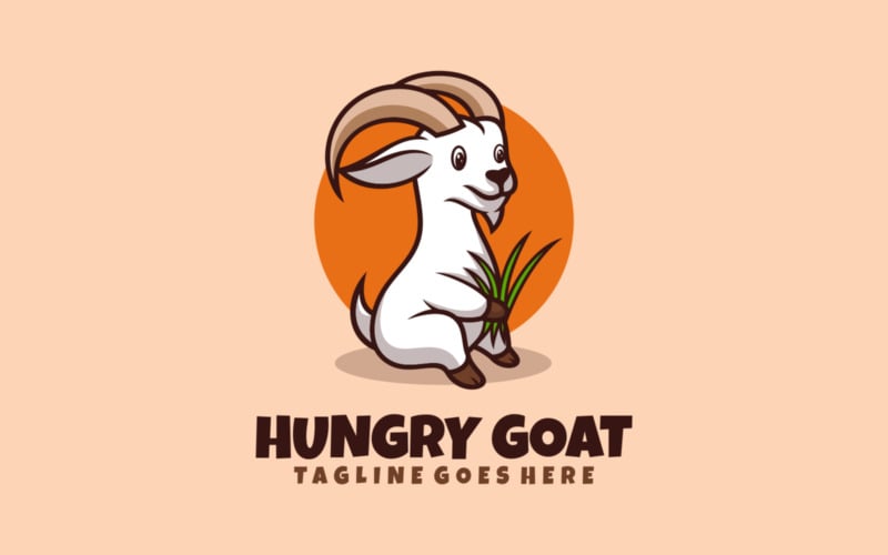 Hungry Goat Mascot Cartoon Logo Logo Template