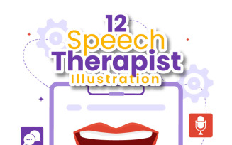 12 Speech Therapist Vector Illustration