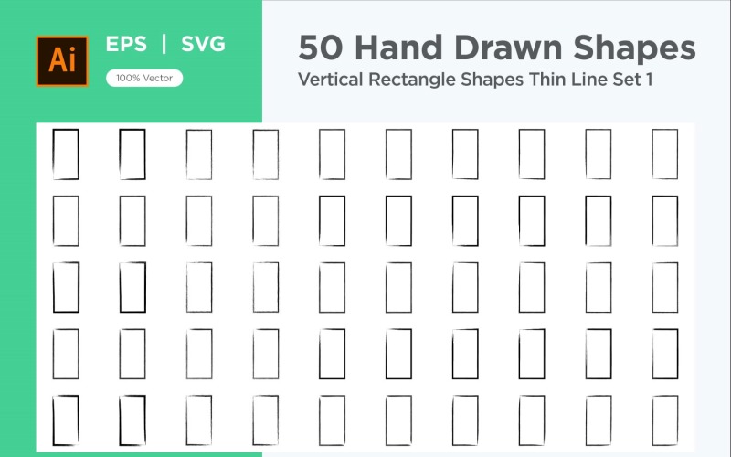 Vertical Rectangle Shape Thin Line 50_Set V 1 Vector Graphic