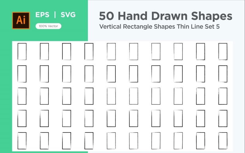 Vertical Rectangle Shape Thin Line 50_Set V 5 Vector Graphic